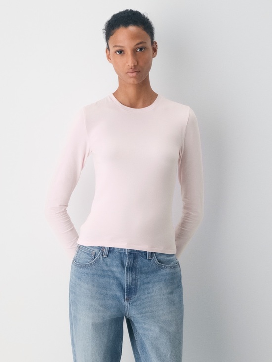 Babaton Tops - Babaton Soft Pink Long Sleeve Crewneck Top as is